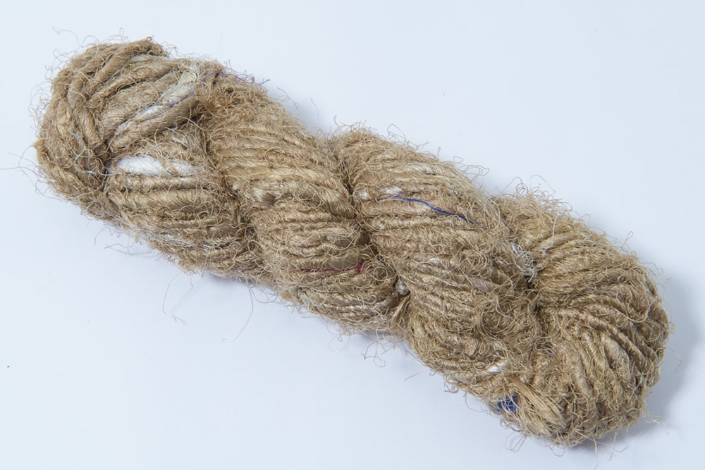 Beige Brown recycled sari silk yarn