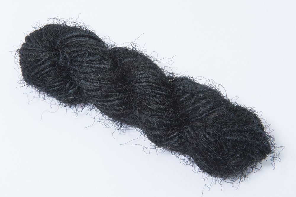 Black recycled sari silk yarn