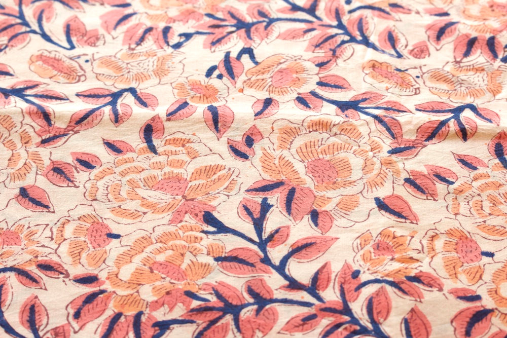 Hand block printed fabric