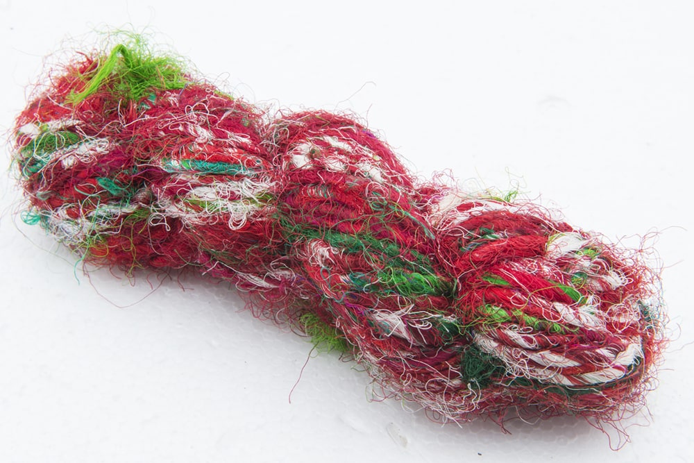 Multicolor recycled sari silk yarn