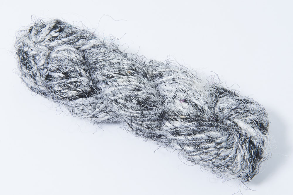 Black White recycled sari silk yarn