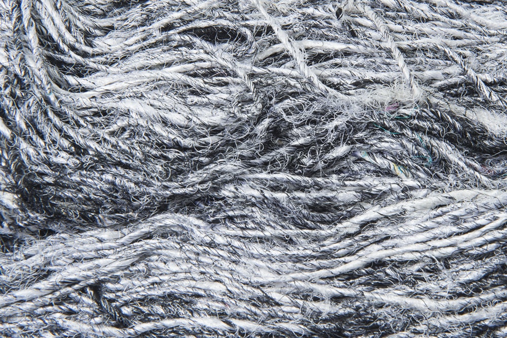 Black White recycled sari silk yarn