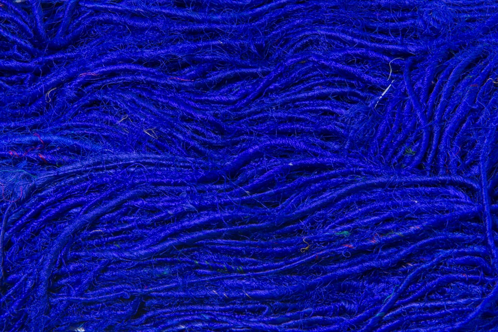 Blue recycled sari silk yarn