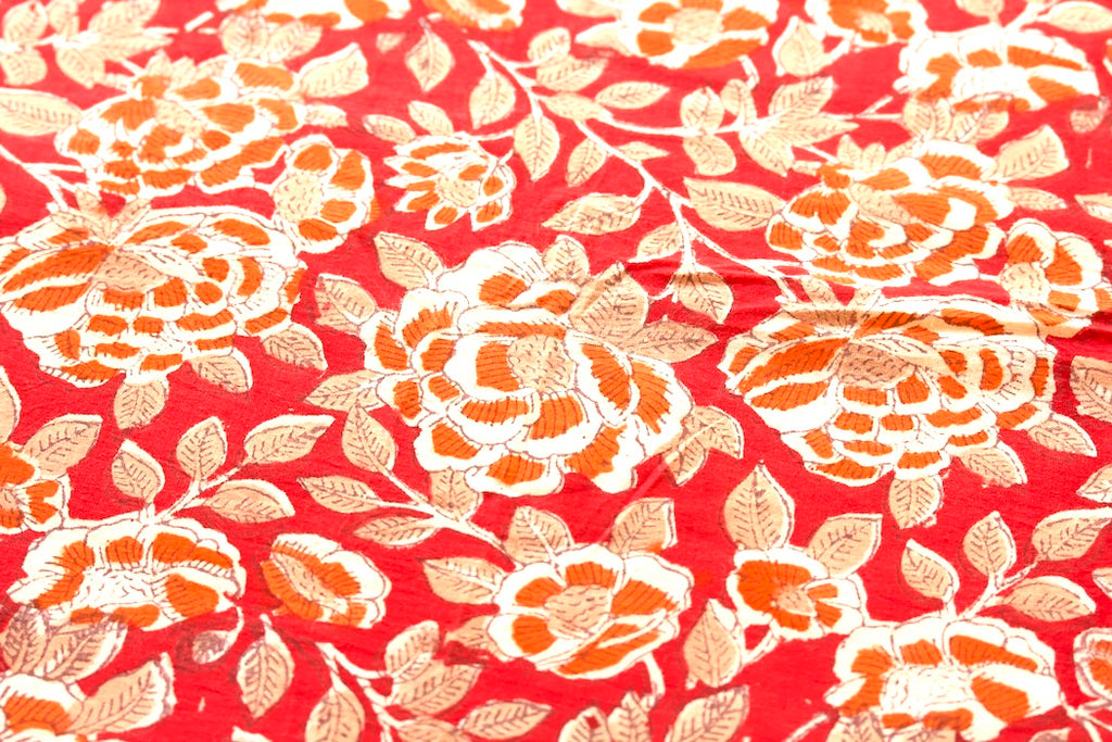 Hand block printed fabric