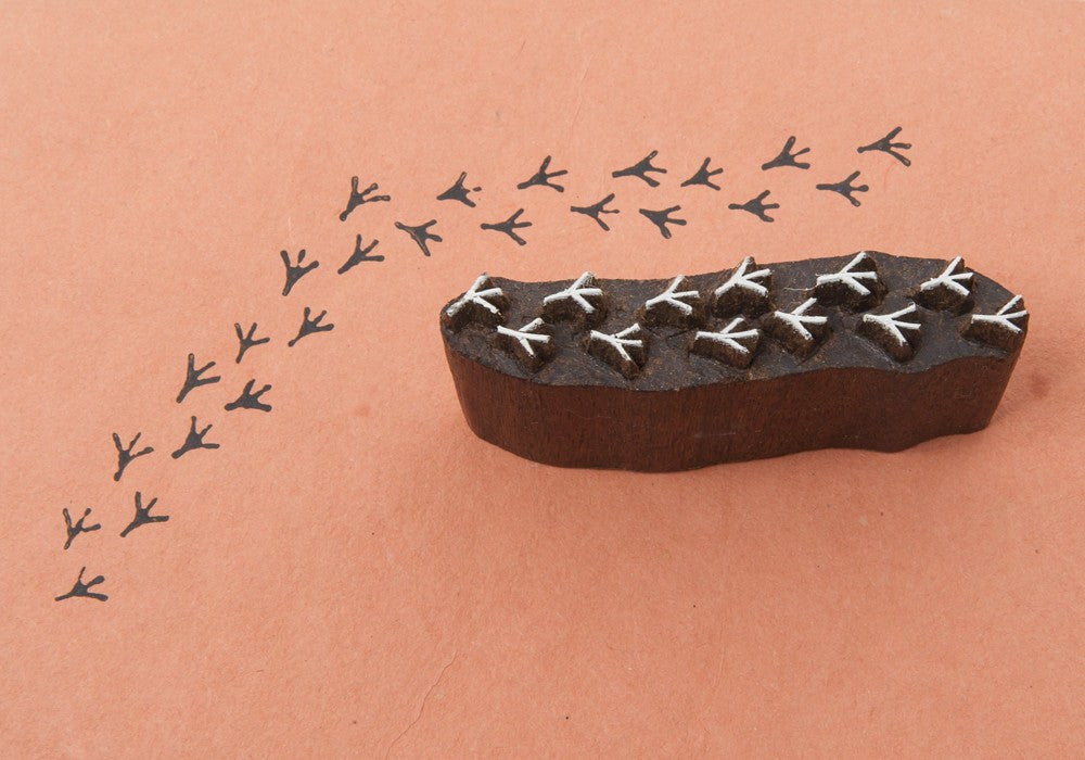 Bird Footsteps wooden printing block