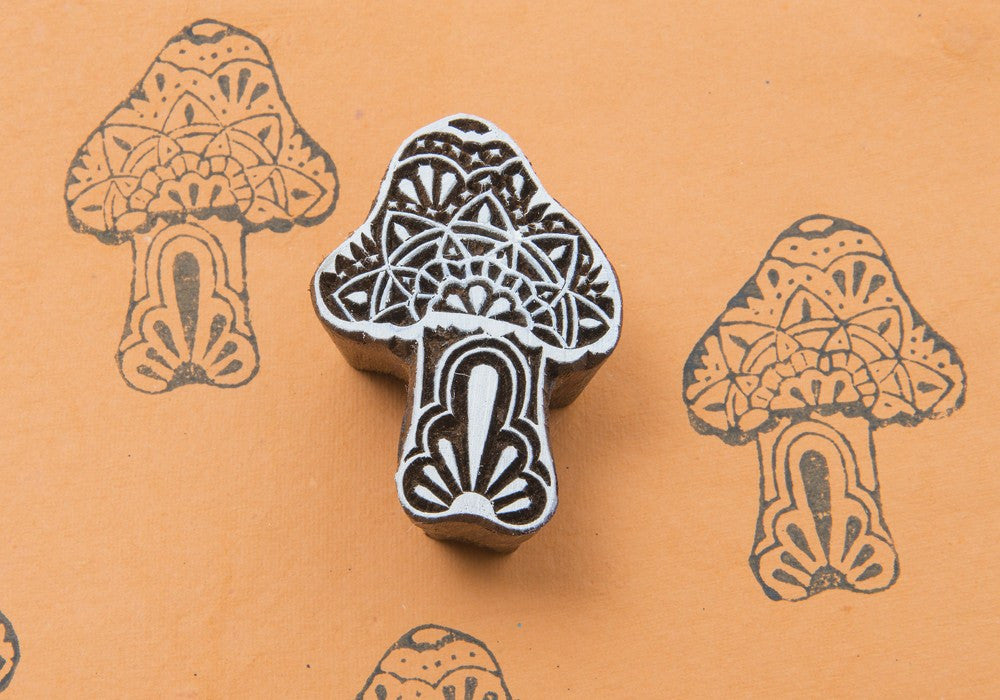 Mushroom Wooden Printing Block