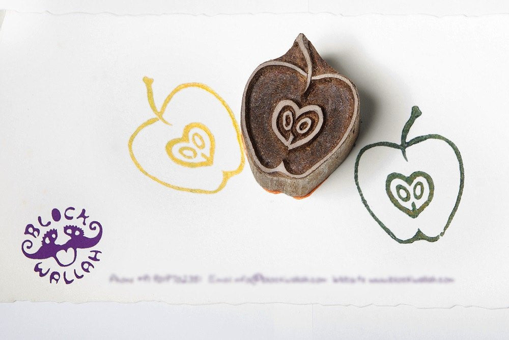 Apple wooden printing block