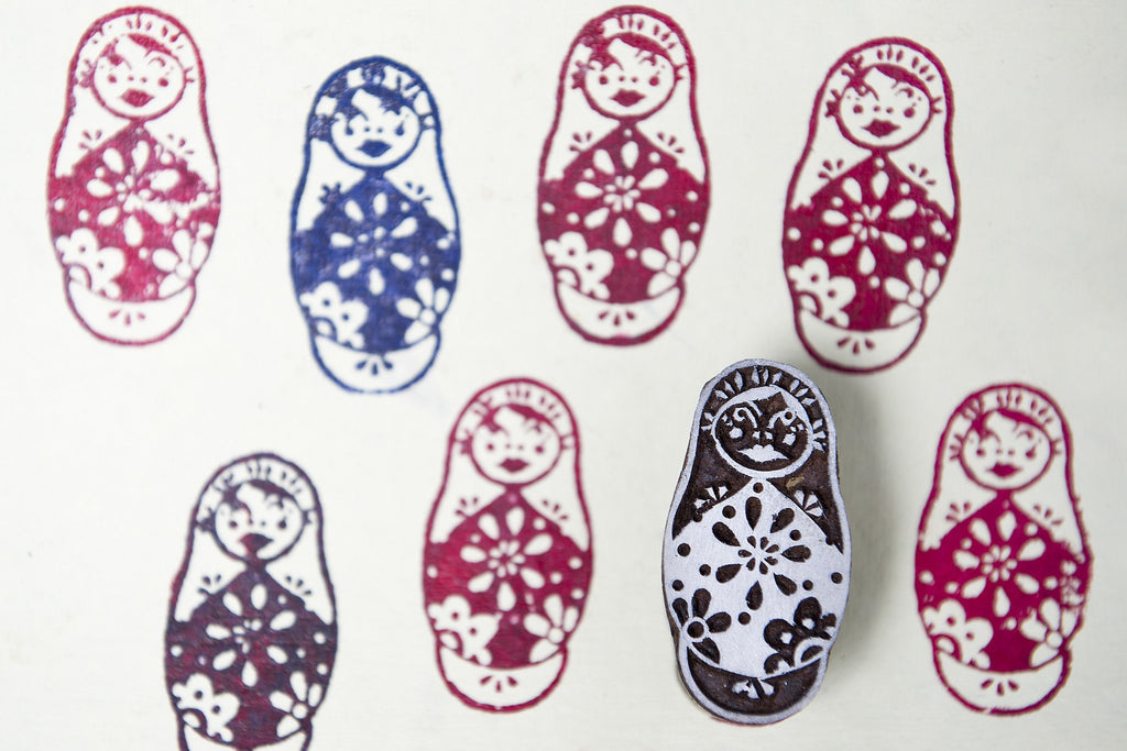 Babushka Doll wooden printing block
