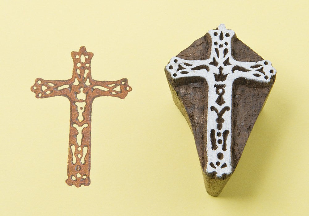 Cross wooden textile stamp